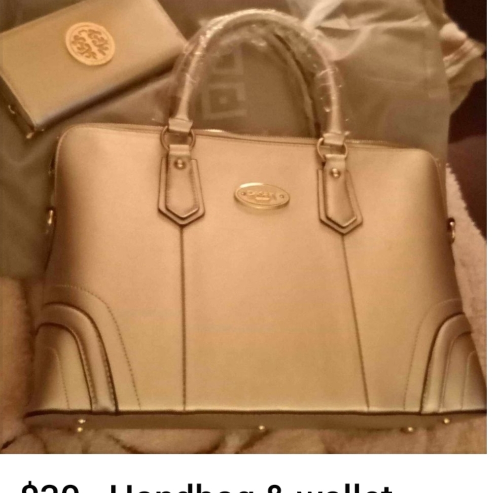 Elegant Gold Handbag and Wallet Set